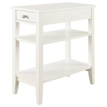 Convenience Concepts American Heritage Three Tier End Table in White Wood Finish