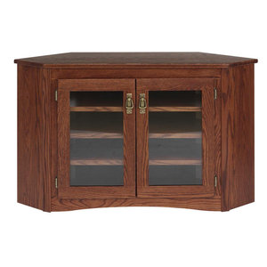 Solid Oak Mission Style Corner Tv Cabinet Craftsman