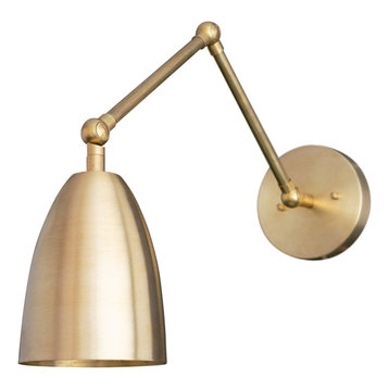 Mid Century Swing Arm Sconce, Brass Articulating Light, Model No. 0107