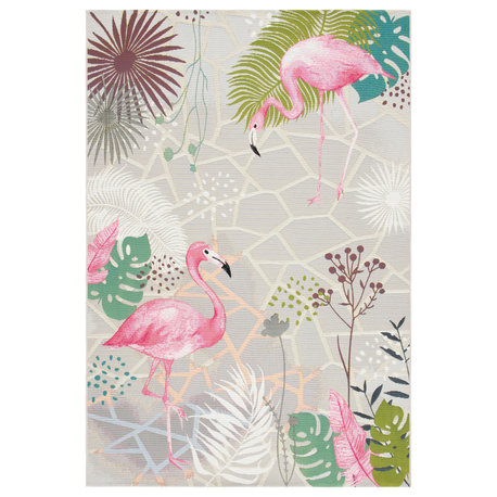 Safavieh Barbados Bar551F Tropical Rug, Gray and Pink, 6'6"x9'4"