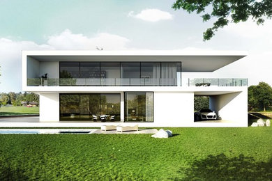 Visualisierung modernes Einfamilienhaus im Bauhausstil