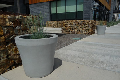 round concrete planters