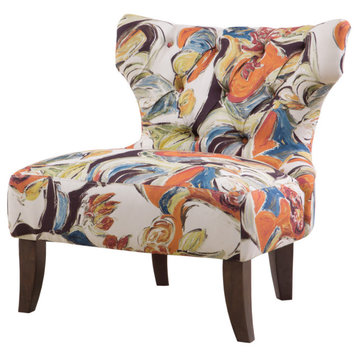 Madison Park Erika Hourglass Tufted Armless Chair, Multi, Abstract