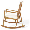 GDF Studio Monterey Outdoor Wood Rocking Chair, Cream Cushion, Set of 2