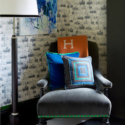Custom Designed Architectural Toile Wallpaper - Wallpaper
