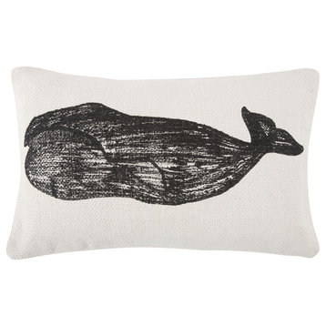 Whale and Stripes Sketch Pillow 12"x20"