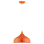 Livex Lighting - Amador 1 Light Shiny Orange With Polished Chrome Accents Pendant - The Amador one light pendant features a modern, minimal look. It is shown in a chic shiny orange finish shade with a shiny white finish inside and polished chrome finish accents.