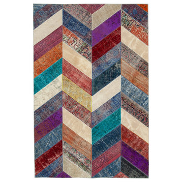 Rug N Carpet - Hand-Knotted Anatolian 6' 5" x 9' 10" Rustic Patchwork Area Rug