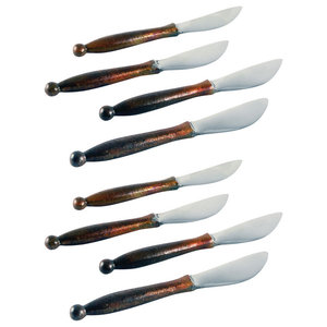French Home Laguiole Blue and Cream Cheese Spreaders Set 8 Set of 8