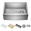 Kore Workstation Farmhouse Stainless Steel 1-Bowl Kitchen Sink w accessories, 27