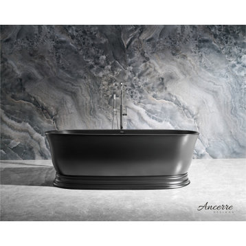 Heritage 70.9" Freestanding Solid Surface Bathtub, Black