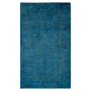 Fine Vibrance, One-of-a-Kind Hand-Knotted Area Rug Blue, 3' 2" x 5' 3"