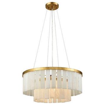 Gold Leaf Finish Chandelier - 1-Light Luxe-Glam Style Chandelier Made Of