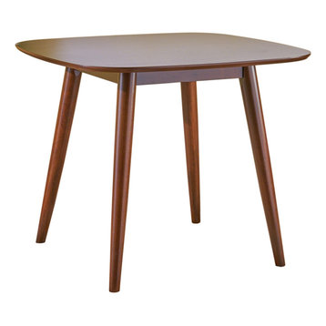 GDF Studio Bass Mid Century Modern Square Faux Wood Dining Table, Walnut