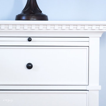 White Bedside Table with Grecian Dentil Trim