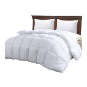 Queen Comforter Duvet Insert White, Box Stitched, Down Comforter, Queen