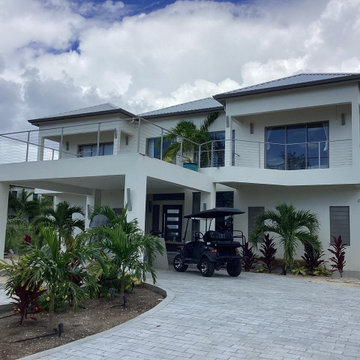 White metal post cable railing project in Antigua and Barbuda