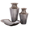 Flared Aluminum Vase With Gray Glaze, Small