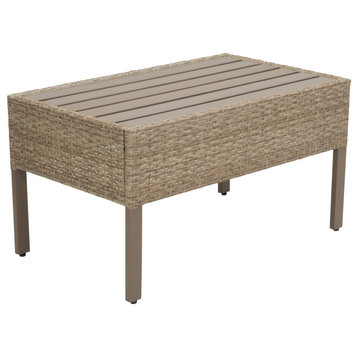 Maui Outdoor Coffee Table, Natural Aged Wicker
