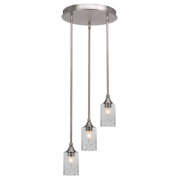 Empire 3-Light Cluster Pendalier, Brushed Nickel/Smoke Bubble