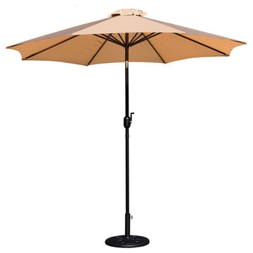 Flash Furniture 9 FT Aluminum Bundled Set Umbrella and Waterproof Base in Tan