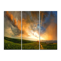 "Majestic Sunset With Storm Clouds" Artwork Canvas, 3 Panels, 36"x28"