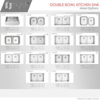 STYLISH 32" x 18" Stainless Steel Low Divider Undermount Kitchen Sink