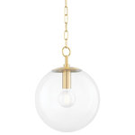 Mitzi by Hudson Valley Lighting - Juliana 1-Light Small Pendant Aged Brass - Just when you thought the perfect globe light didn't exist, Juliana swoops in and gets it right. Exquisite metalwork framing an enclosed glass globe is a mark of true craftsmanship, creating a seamless silhouette for any setting. Available in aged brass, old bronze, and polished nickel, the style is also designed in two sizes to complement different environments.