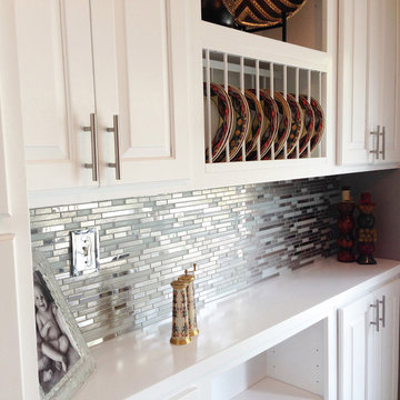 Eden Mosaic Tile Installations: Modern Random Mixed Tile White Glass Tile