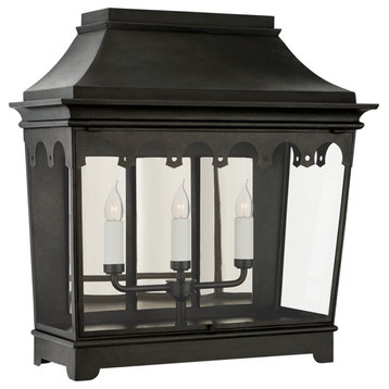 Rosedale Grand Wide 3/4 Wall Lantern in French Rust with Clear Glass
