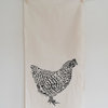"Chicken" Flour Sack Tea Towel, 17"x38", Black