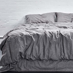 Grey Chambray Flannel Duvet Set | In Bed - Duvet Covers & Duvet Sets