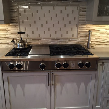 A beautiful BlueStar kitchen with a 48" BlueStar Rangetop and custom cabinets