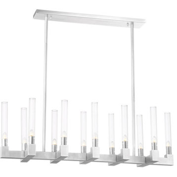 Placid 12 Light Chandelier in Polished Nickel With Fluted Glass