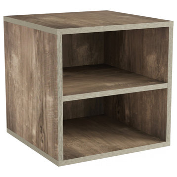 Stackable Cube End Table Contemporary Minimalist Modular Accent With Shelves