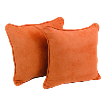 18" Microsuede Square Throw Pillow Inserts, Set of 2, Tangerine Dream