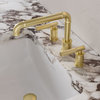 Avallon 8" Widespread, Sleek Handle, Bathroom Faucet, Brushed Gold