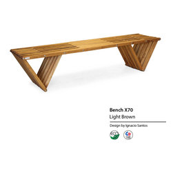 Backless solid Wood Modern Design Bench 70 by GloDea - Indoor Benches