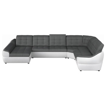 Trinity XL Sectional Sleeper Sofa , White/Grey , Left Corner