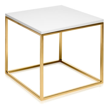 BERNIX | Marble coffee table Cube - Vetro Bianco