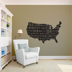 US Quote Map - Woodrow Wilson Quote Wall Decal - Wall Decals