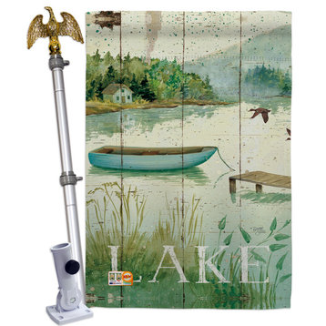 At the Lakeside Nature Outdoor House Flag Set