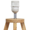 Interlocked Triangular Natural Wood Table Lamp with Gray Fabric Shade