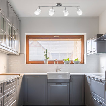 Sydney 4-Light Track Lighting, Chrome Finish, Clear Glass and White Glass Shade