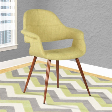 Armen Living Phoebe Modern Fabric Dining Chair in Walnut Wood and Green