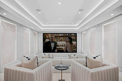 Trendy home theater photo in Orange County
