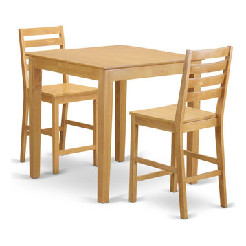 East West Furniture Wood 3-Piece Counter Height Table Set PBCF3-OAK-W