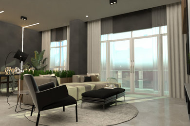 Example of a minimalist living room design in Other