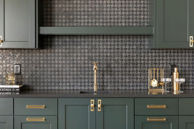 Example of a transitional home bar design in Minneapolis