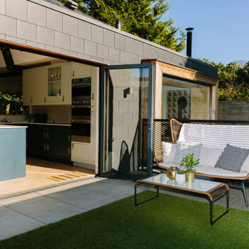 City courtyard garden with artificial grass